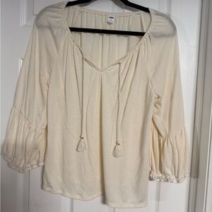 Old Navy Cream Tassel Blouse